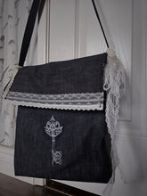 Load image into Gallery viewer, Denim key tote bag
