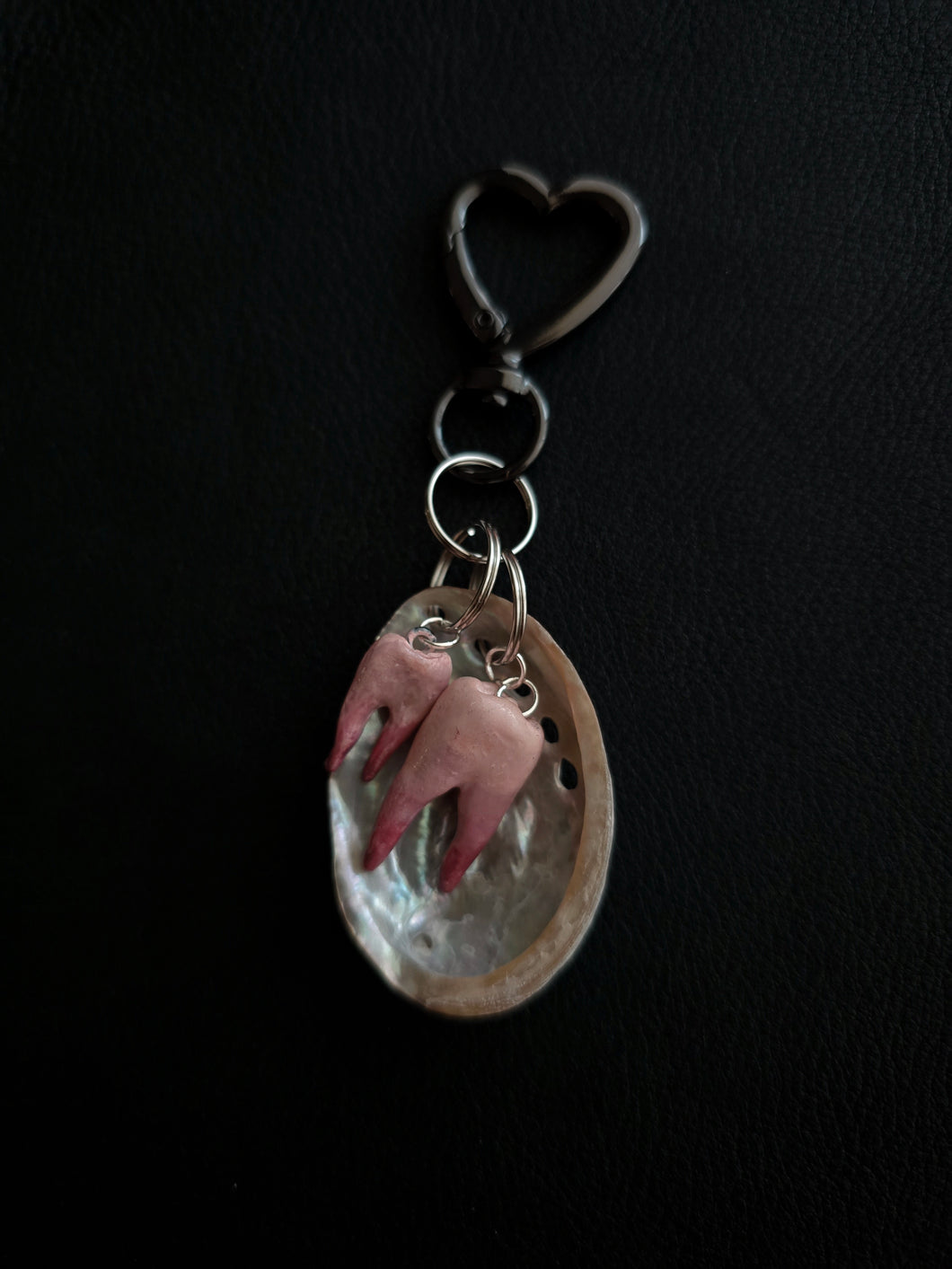 Abalone teeth keychain