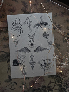 Angelic tattoo flash sheet